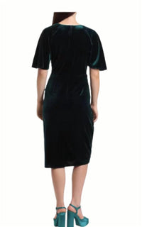 Stretch Velvet Wrap Midi Dress