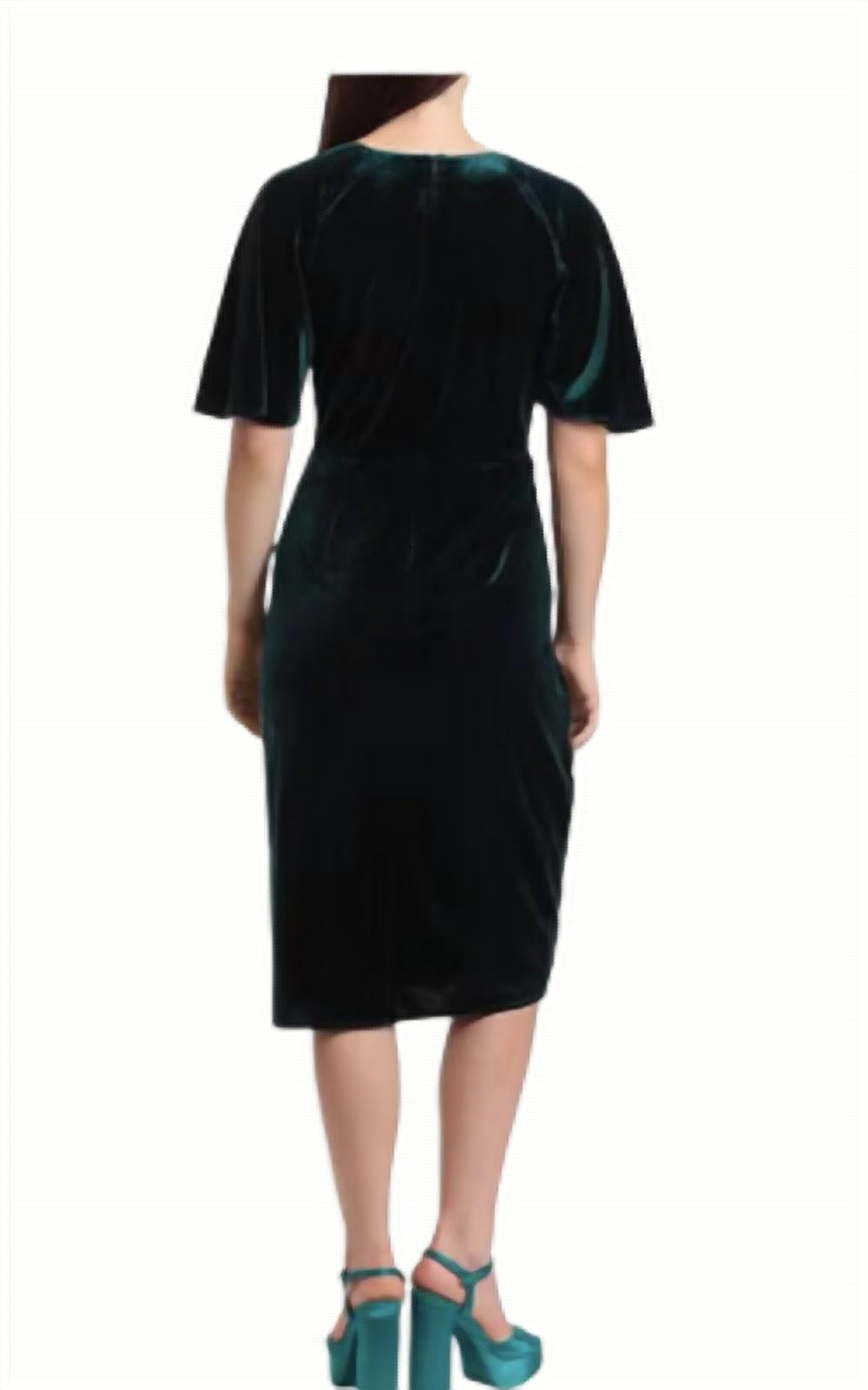 Stretch Velvet Wrap Midi Dress