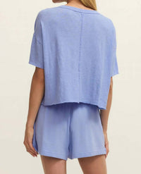Z Supply Everyday Pocket Tee in barcelona blue - women's t-shirt - detail view
