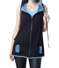 Contrast Hooded Zip Vest