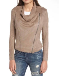 Blanknyc - Faux Suede Drape Front Zip Up Top