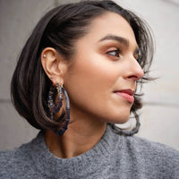 Gold & Honey - Women's Lucite Bamboo Hoop Earrings