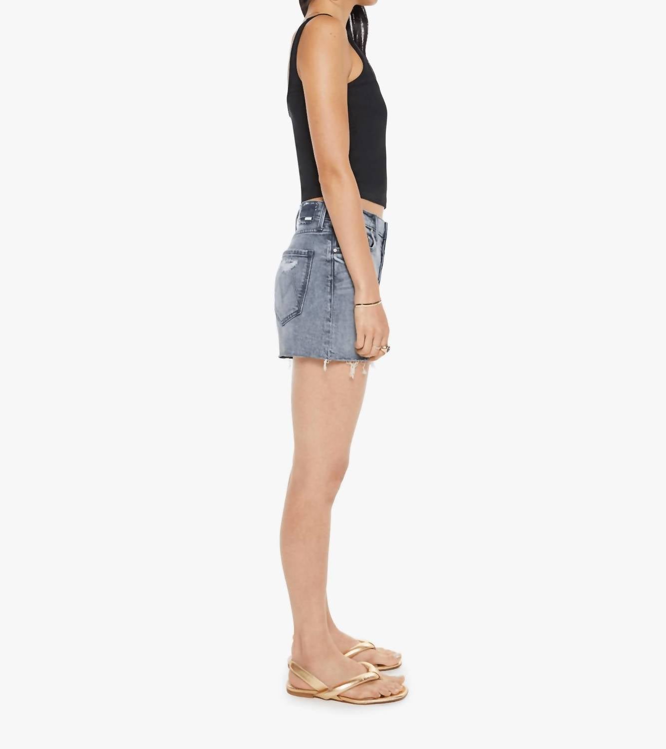 Mother Skipper Short N Long Fray Denim Shorts in let s ride - women's shorts - view 4