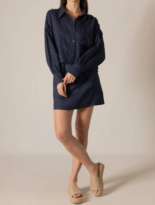 P.Cill - Frankie Linen Cropped Button Up Top