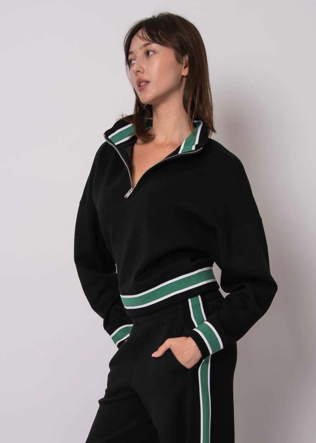 Rd Style - Marilyn Stripe Half Zip Pullover Top
