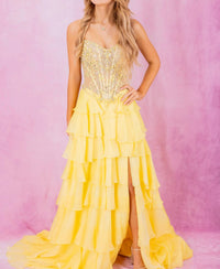 Ellie Wilde - Tiered Ruffle Chiffon Gown