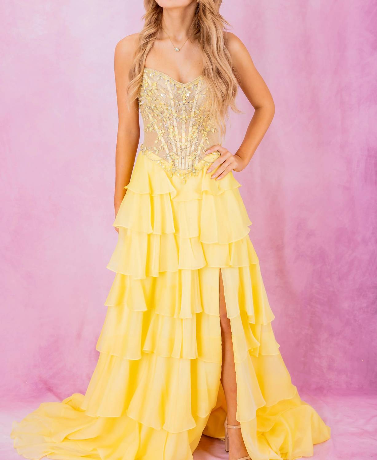 Ellie Wilde - Tiered Ruffle Chiffon Gown