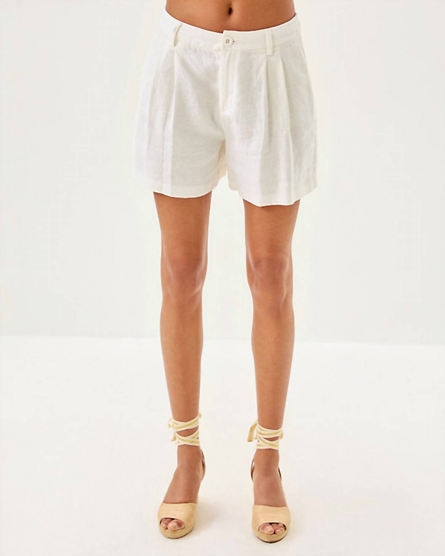 Lilly Pulitzer Dewey Linen Short in resort white 1 - women's shorts - alternate view