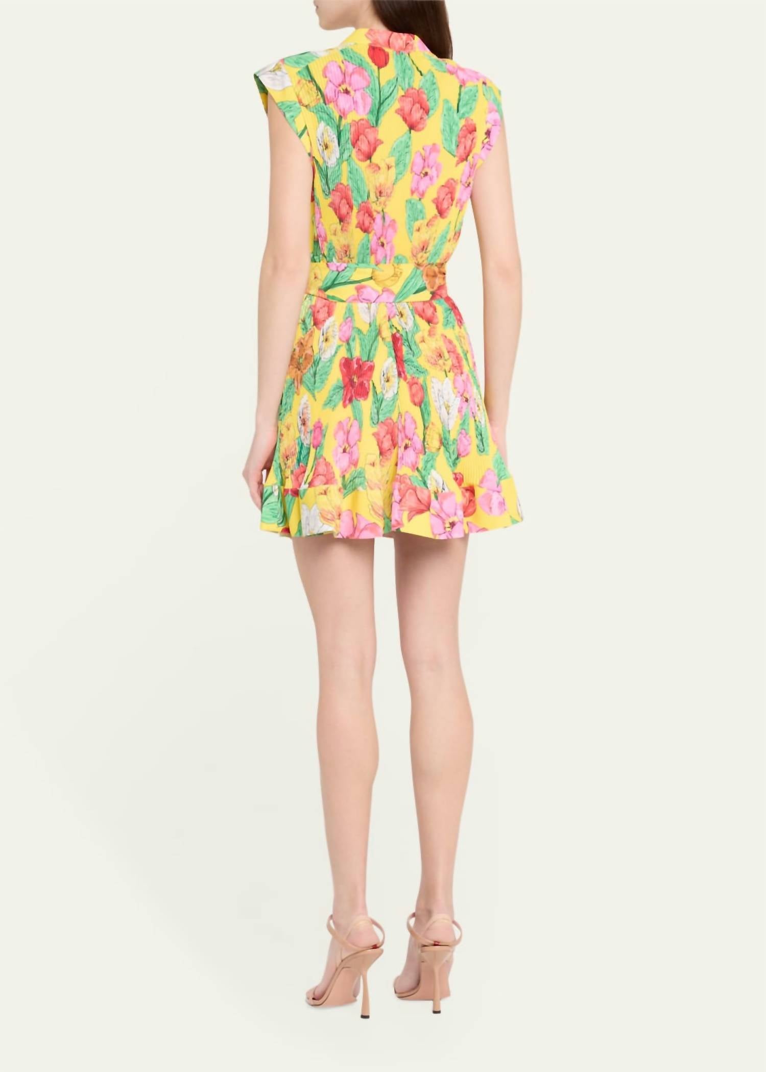 Milly - Joan Tulip Rosette Pleated Mini Dress