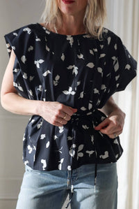 Alysi - Printed Cotton Tie Waist Top