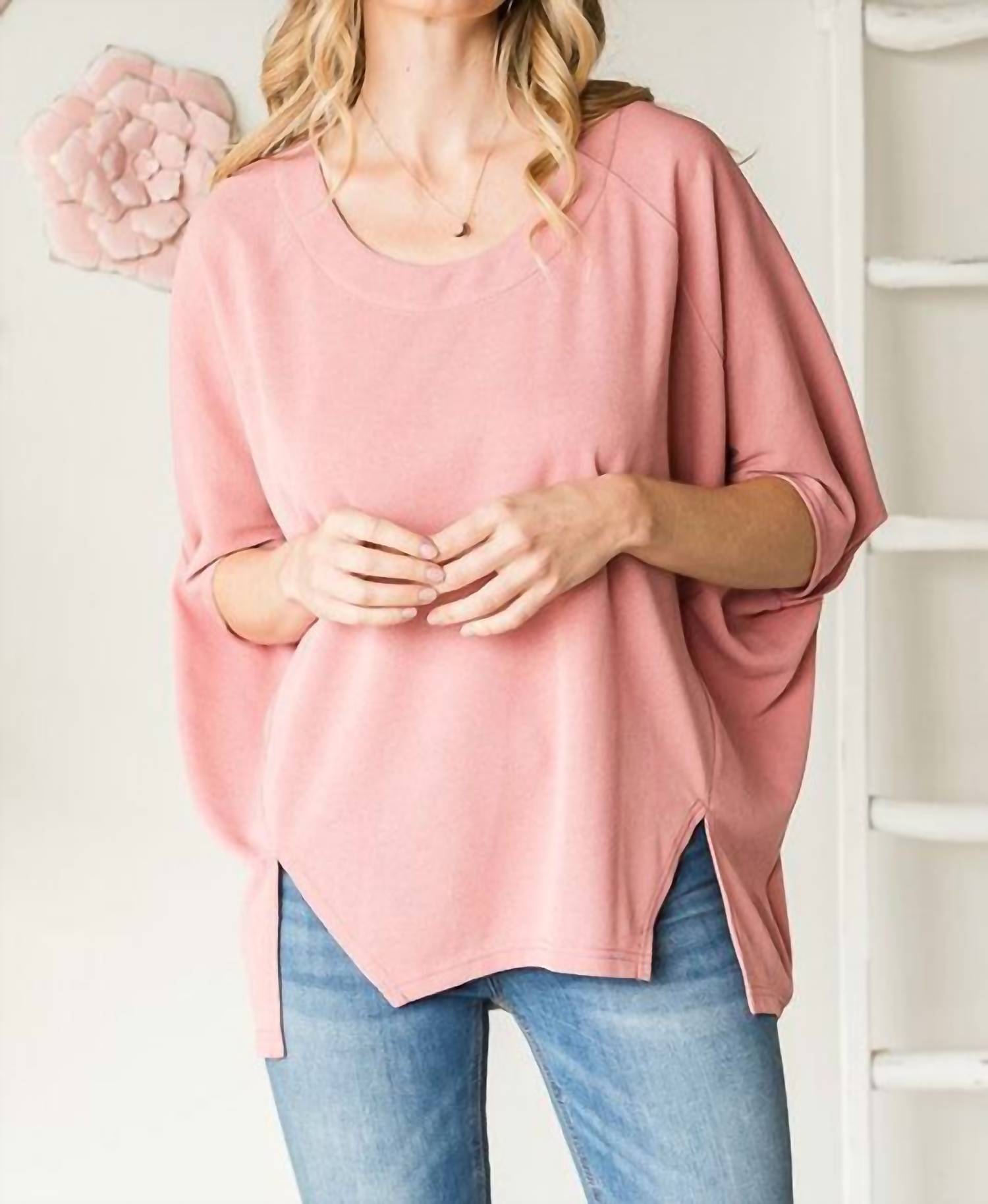 Heyson - Oversized Front Slit Batwing Top