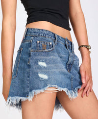 ONE TEASPOON Junkyard Low Waist Denim Mini Skirt in westland blue - women's skirt - view 7