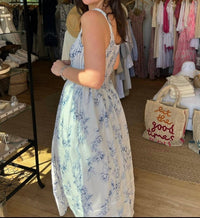 NIBI MTK Shelby Corset Midi Dress in blue gardenia - women's dress - alternate view