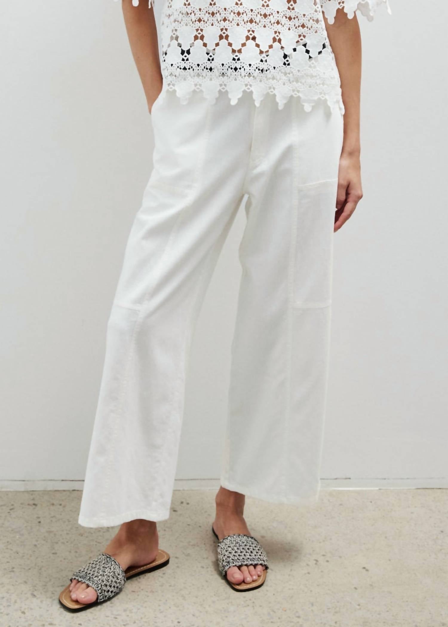 MELISSA NEPTON Lilou Wide Leg Cropped Pants in off white - women's pants