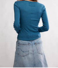 Free People Neria Long Sleeve Tee in still sea - women's long sleeve top - alternate view