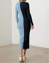 Mustard Seed - Brooke Ribbed Two Tone Button Down V-neck Knit Maxi Dress