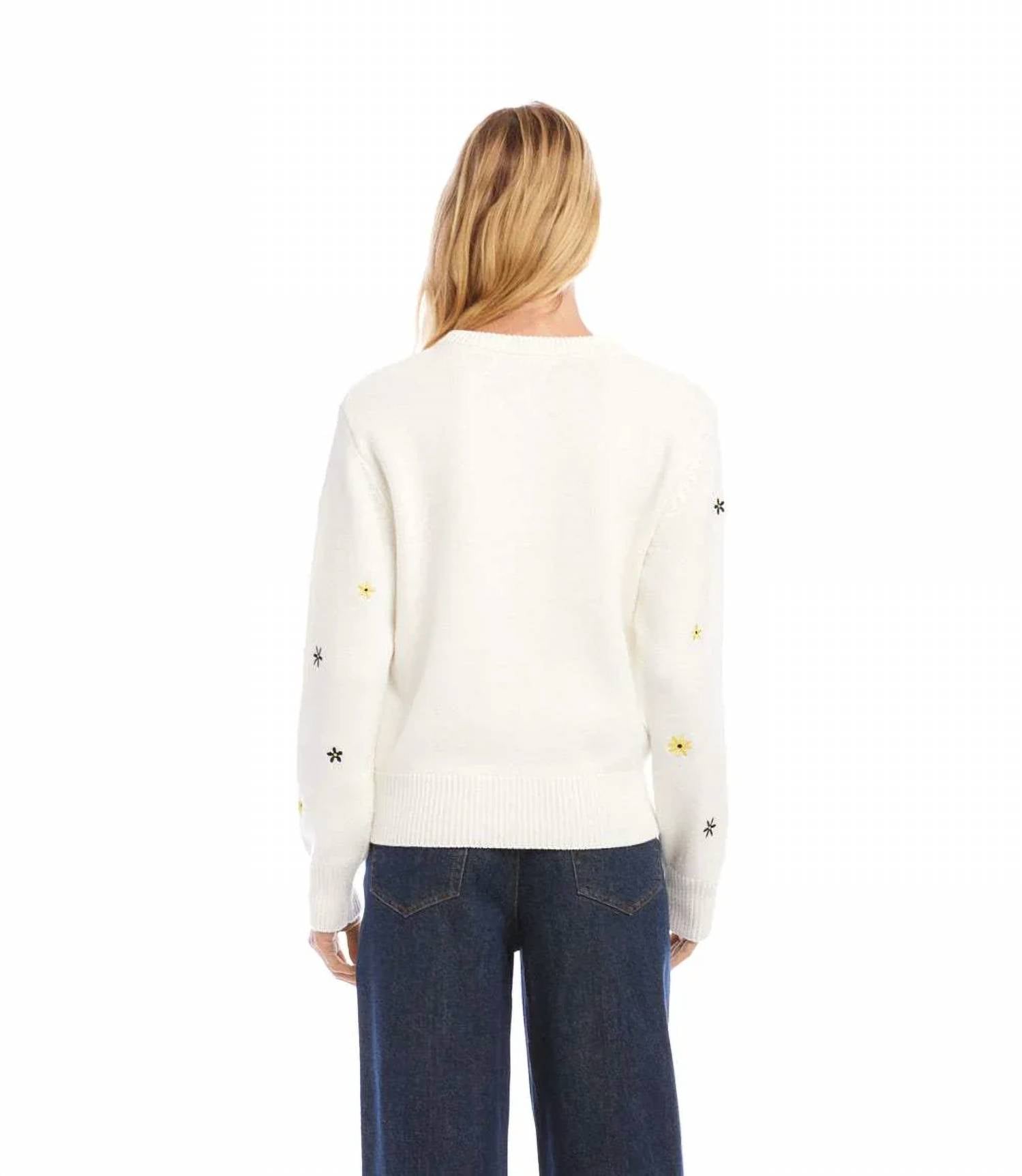 Karen Kane - Ellery Embroidered Daisy Crewneck Sweater