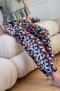 Ee:Some - Women's Foliage Printed Cotton Pants
