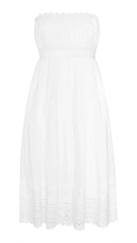 Misa Los Angeles - Persis Strapless Eyelet Cotton Midi Dress