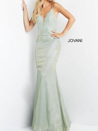 Jovani - Backless Embroidered Gown