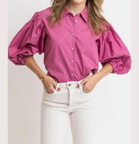 Karlie - Poplin Button Up Top