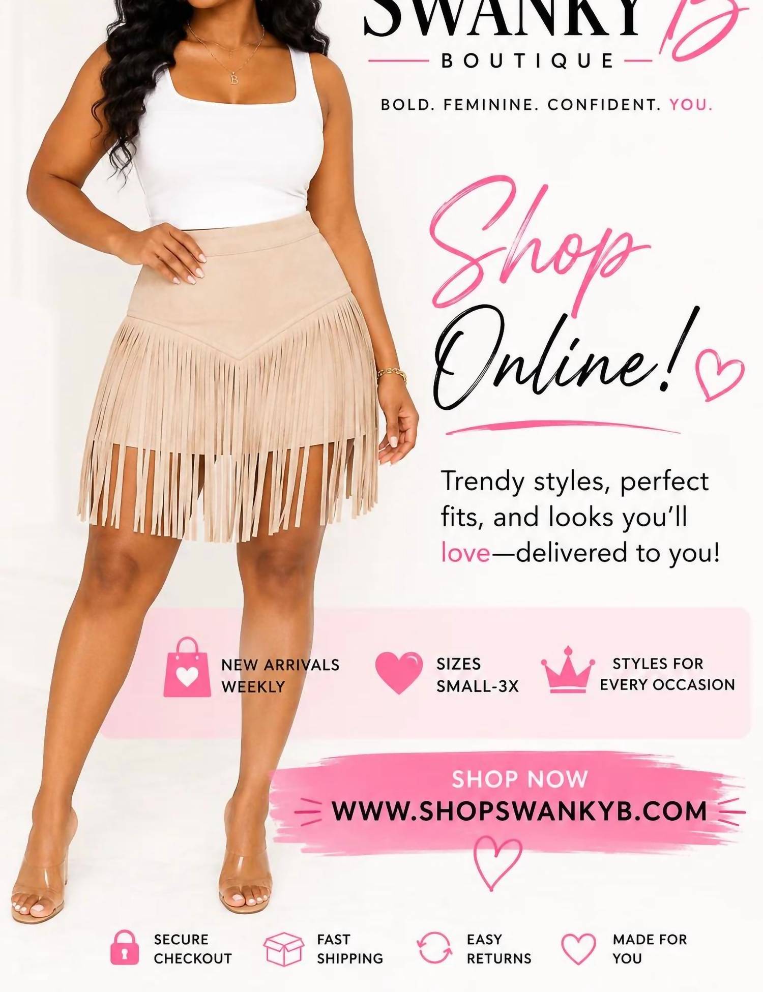 Saints & Hearts - Women's Tiered Fringe Mini Skirt