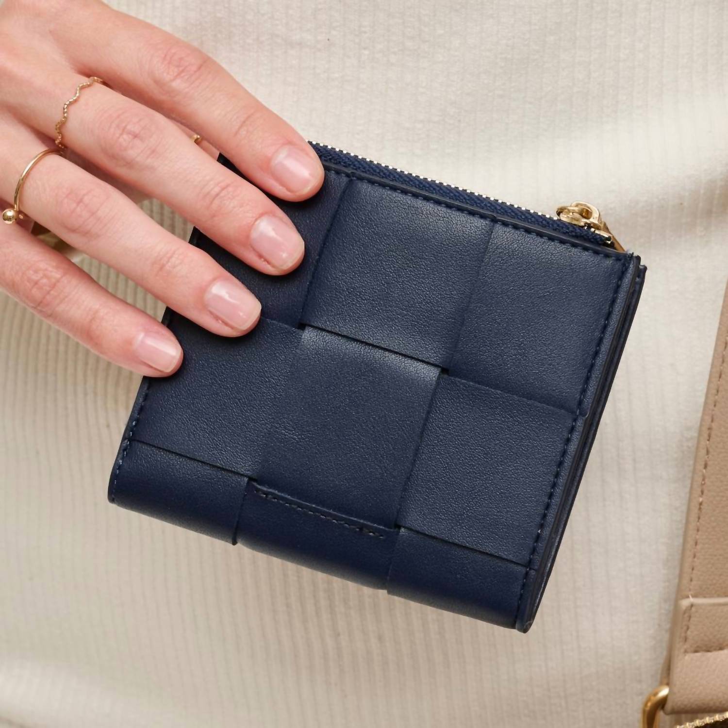 Urban Expressions - Women's Amelie Woven Vegan Leather Zip Folding Wallet