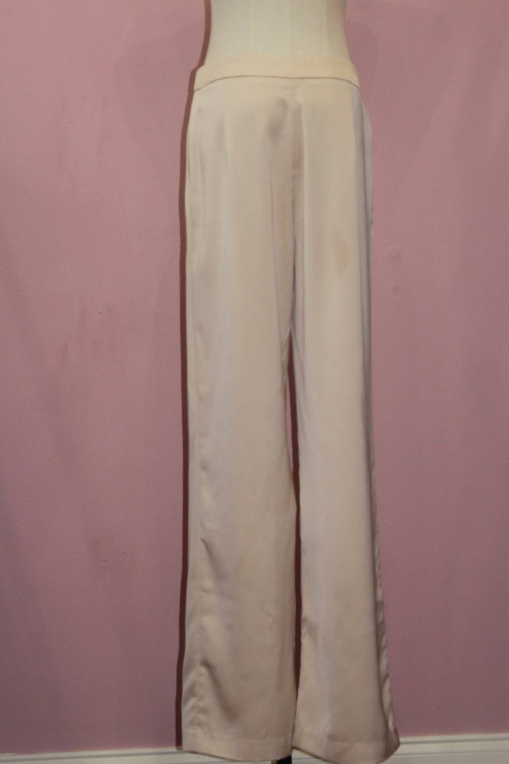 CHOKLATE PARIS Women's High-quality Satin Pants in beige - women's pants - detail view