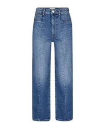 Warp + Weft Women's Knit Wide Leg Jeans in carbon blue - women's jeans