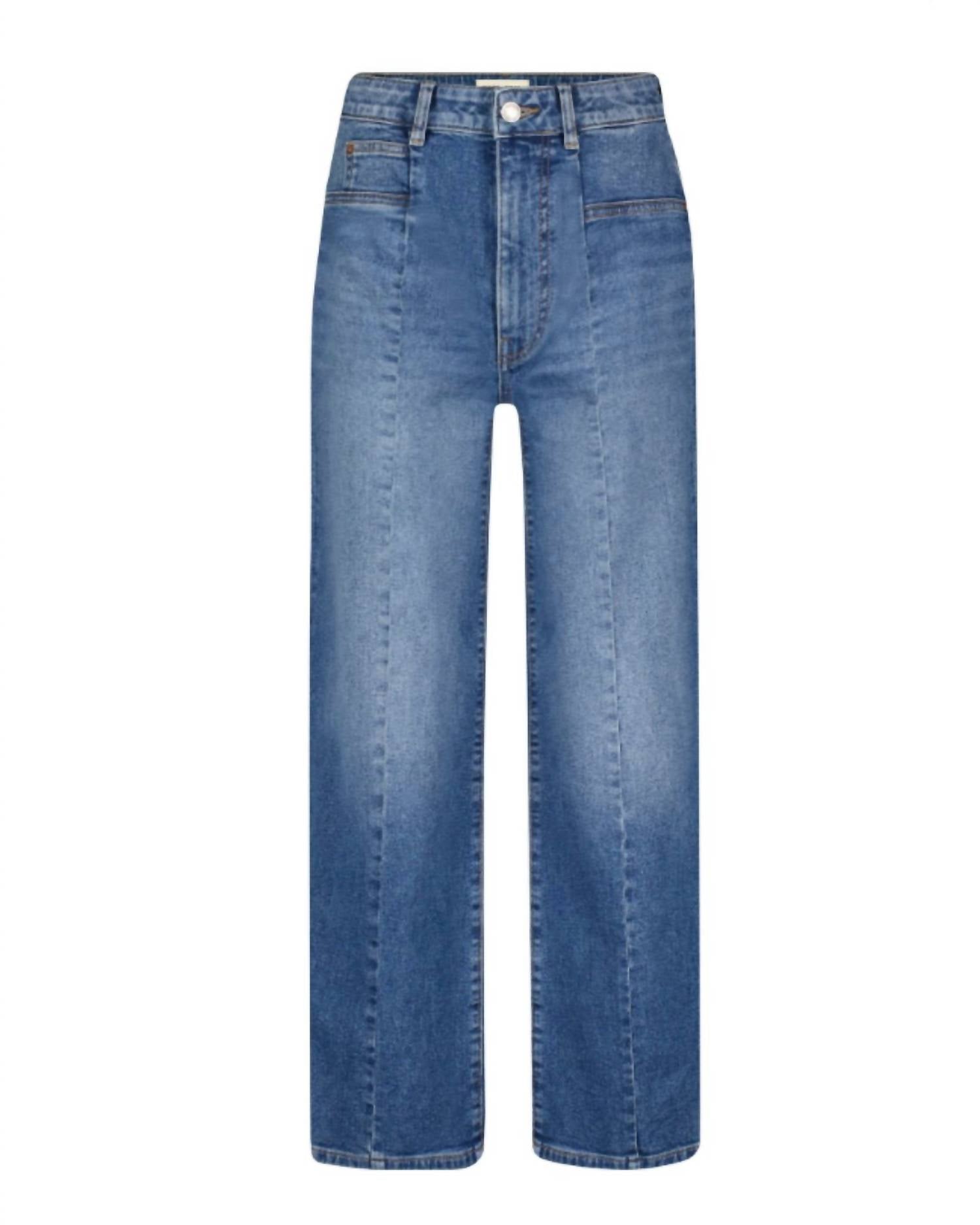 Warp + Weft Women's Knit Wide Leg Jeans in carbon blue - women's jeans