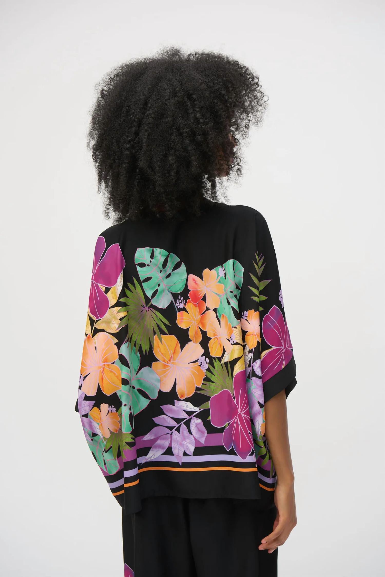 Joseph Ribkoff - Floral Print Three Quarter Sleeve Boxy Top