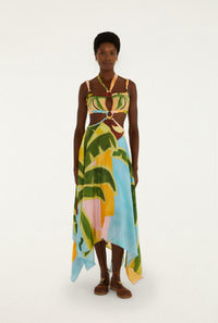 Farm Rio - Tropical Painting Cut-out Buckles Maxi Dress