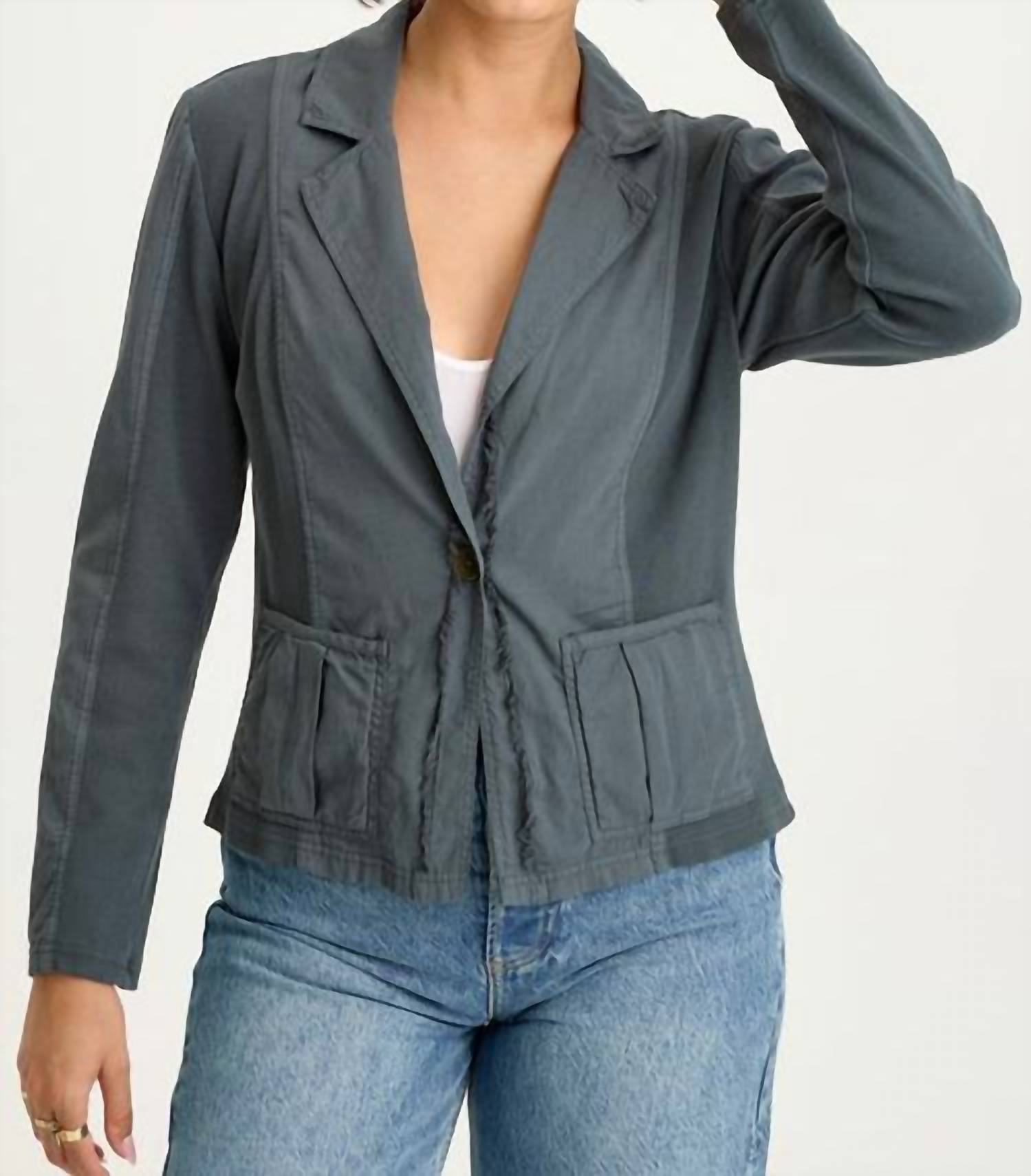 Wearables Brax Linen One Button Blazer in hawthorne leaf - women's jacket