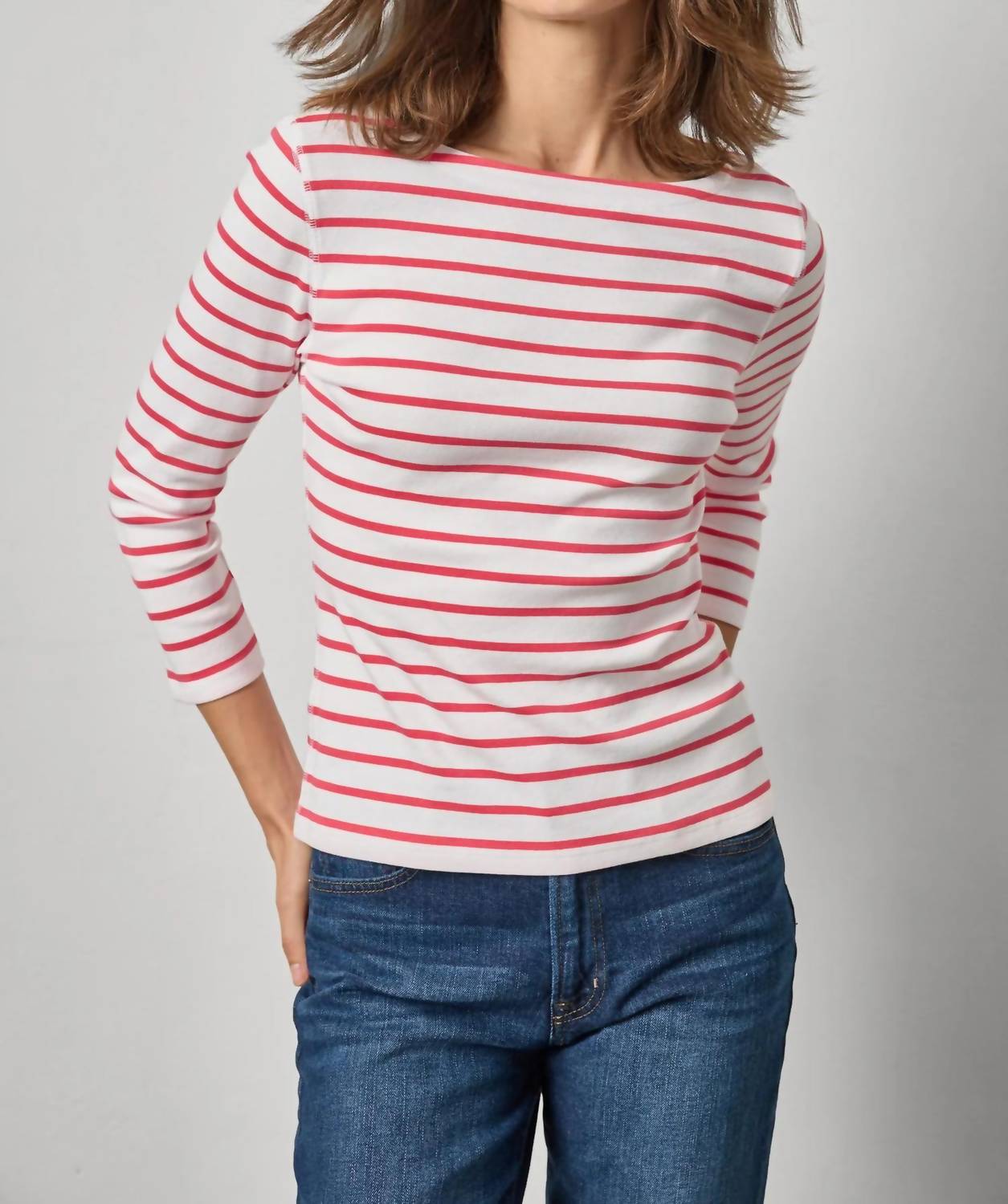 Lilla P - Rib Quarter Sleeve Boatneck Tee