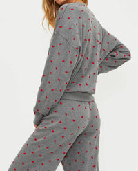 Beach Riot Devyn Oversized Sweatshirt in red love hearts - women's top - alternate view