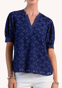 Current Air - Textured Star Pattern Short Sleeve Blouse