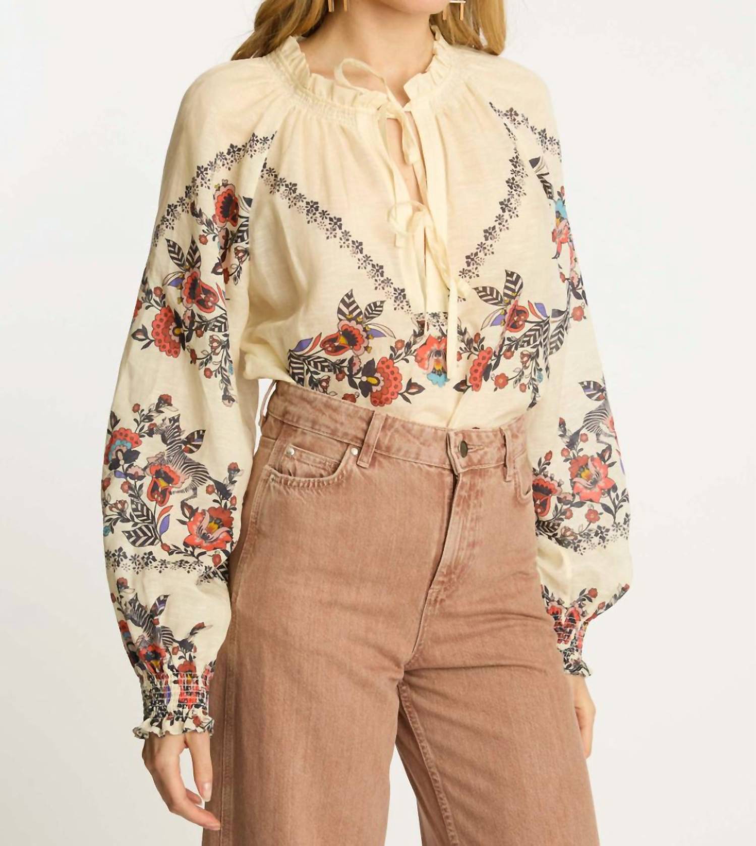 CABALLERO Vickie Top in zebra leaf - women's long sleeve top