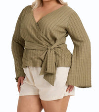 Fashion Szn Curve - Wrap Front Belted Top - Plus