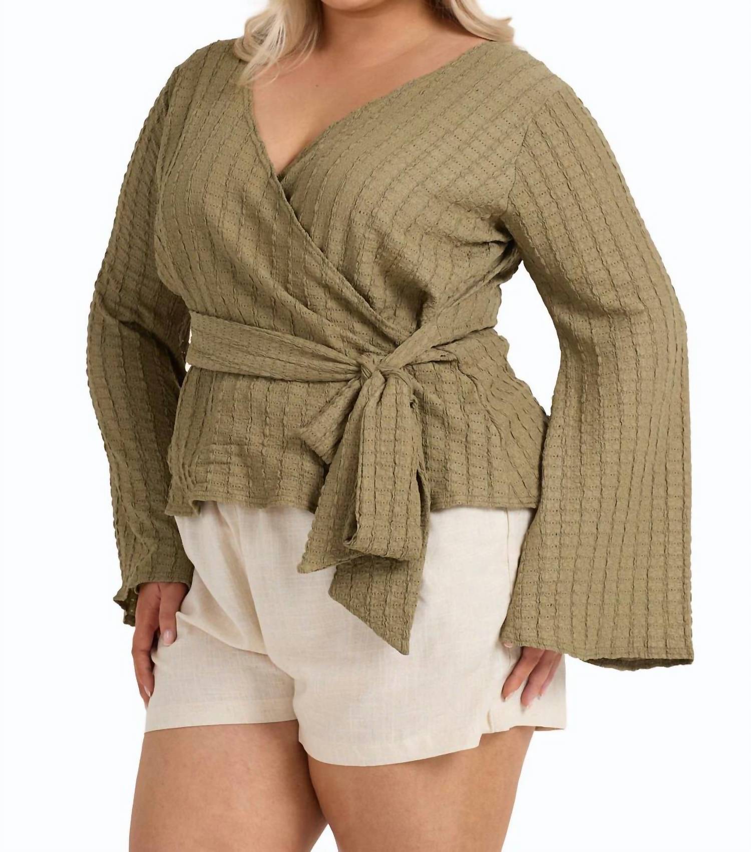 Fashion Szn Curve - Wrap Front Belted Top - Plus