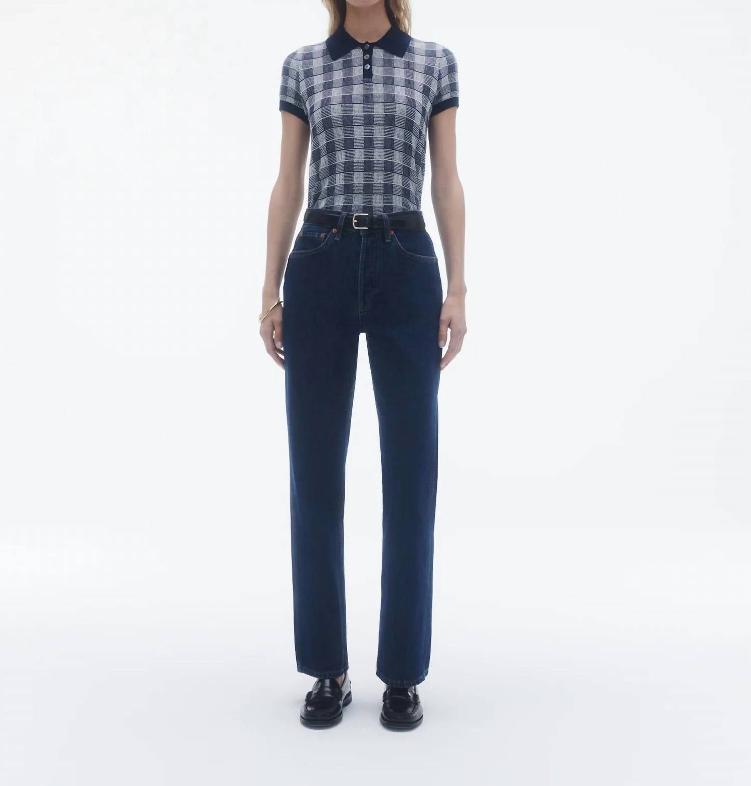 Guest In Residence - Gingham Shrunken Polo Top