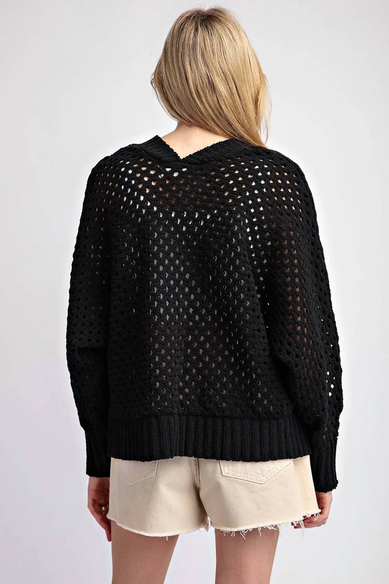 Ee:Some - Long Sleeve Crochet Cardigan