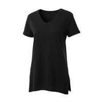 Ambar - V-neck Side Slit Cotton Tunic T-shirt