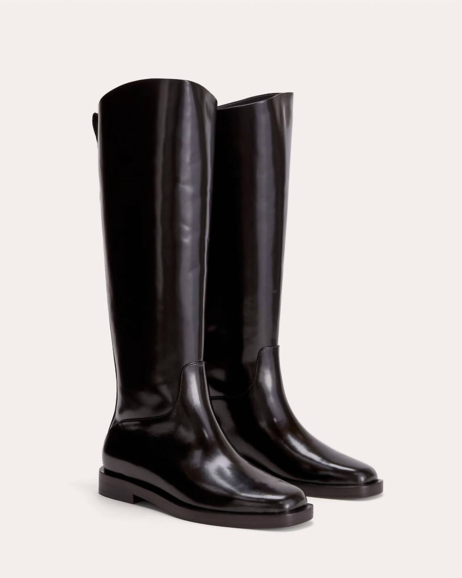 Everlane Women's Riding Patent Leather Knee-high Boots in black - women's shoe