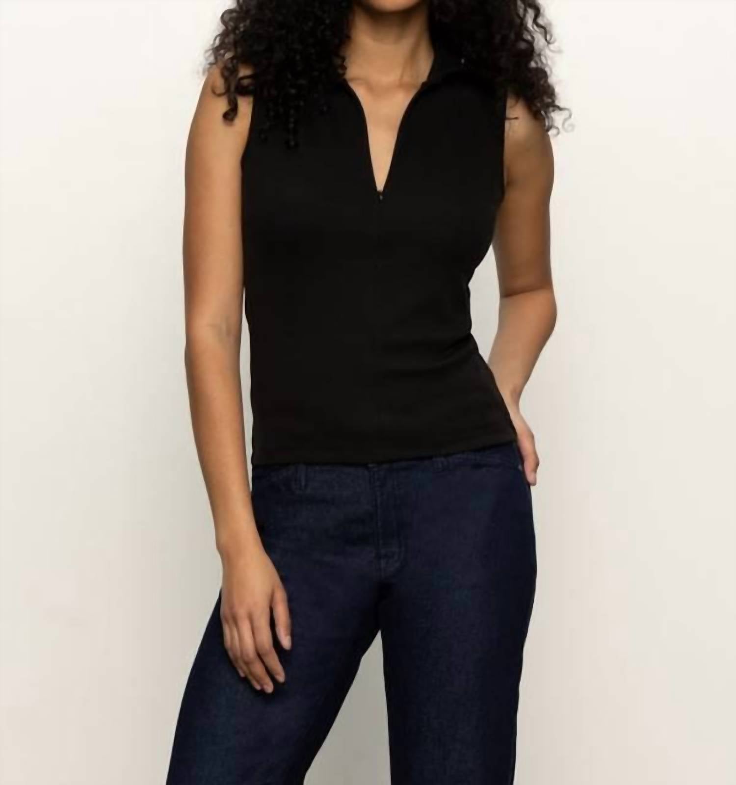 Sanctuary - Sleeveless Zip Mock Top