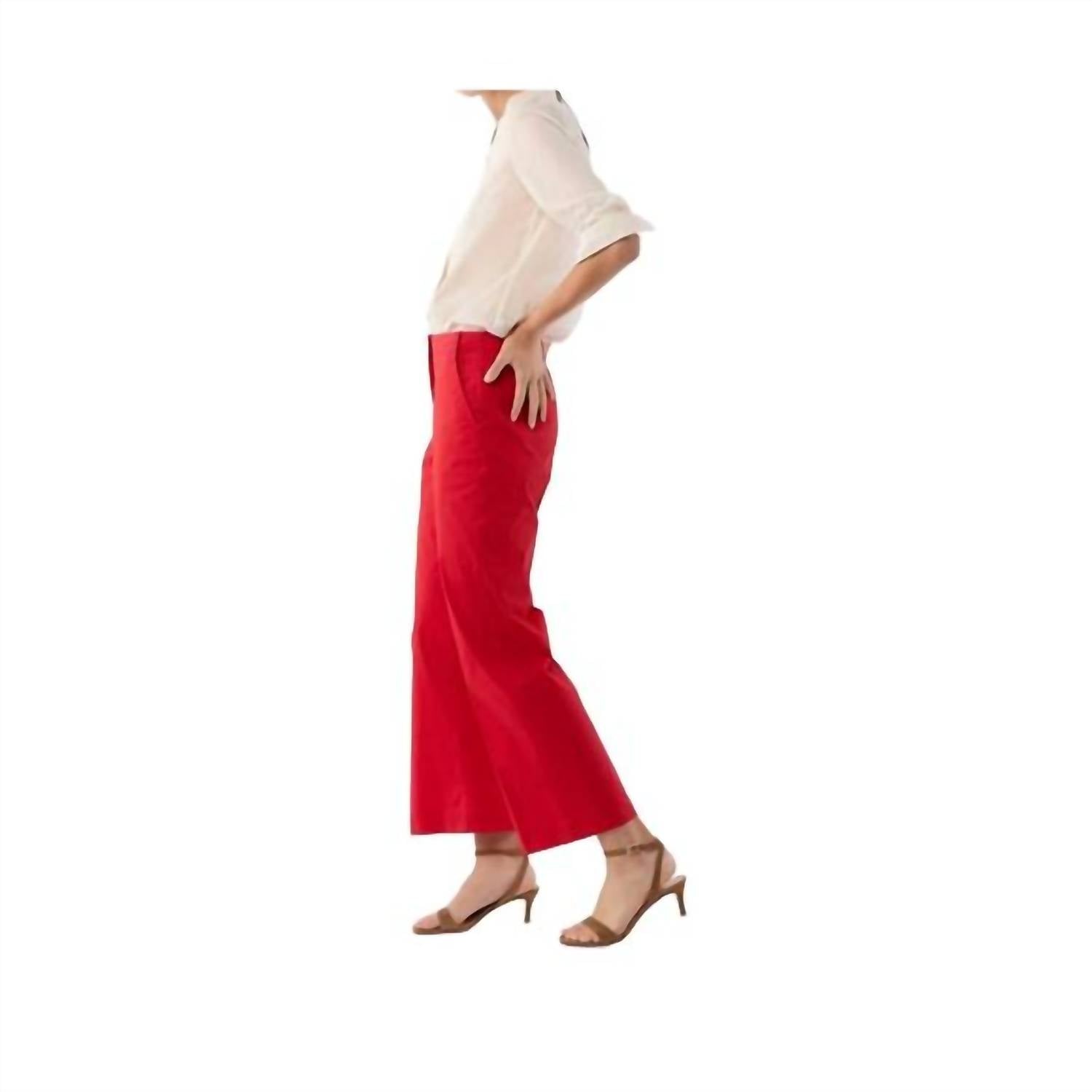 Ann Mashburn Frankie Cropped Pants in red - women's pants - detail view