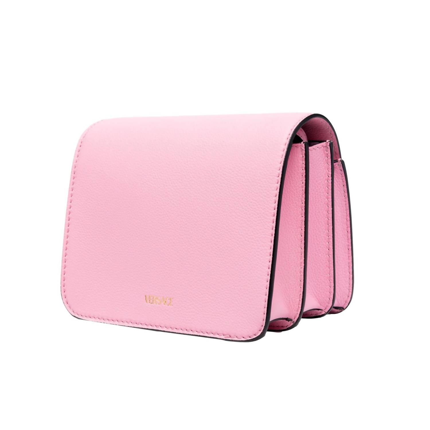Versace - Women's La Medusa Logo Plaque Pebbled Leather Crossbody Bag