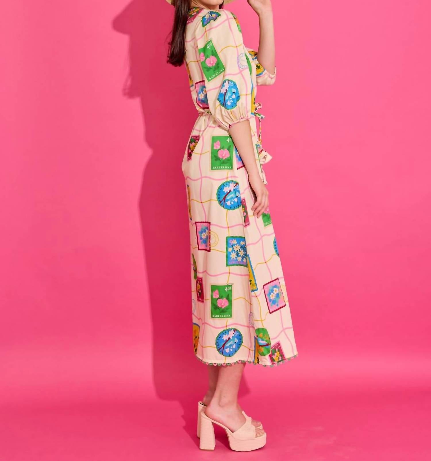 Alden Adair Lizzie Midi Dress in postcard - women's dress - alternate view