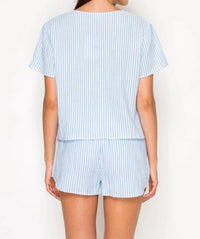Meet Me In Santorini - Women's Striped Gauze Two Piece Set
