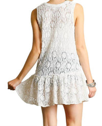 Umgee - Lace Up Sleeveless Lace Tunic