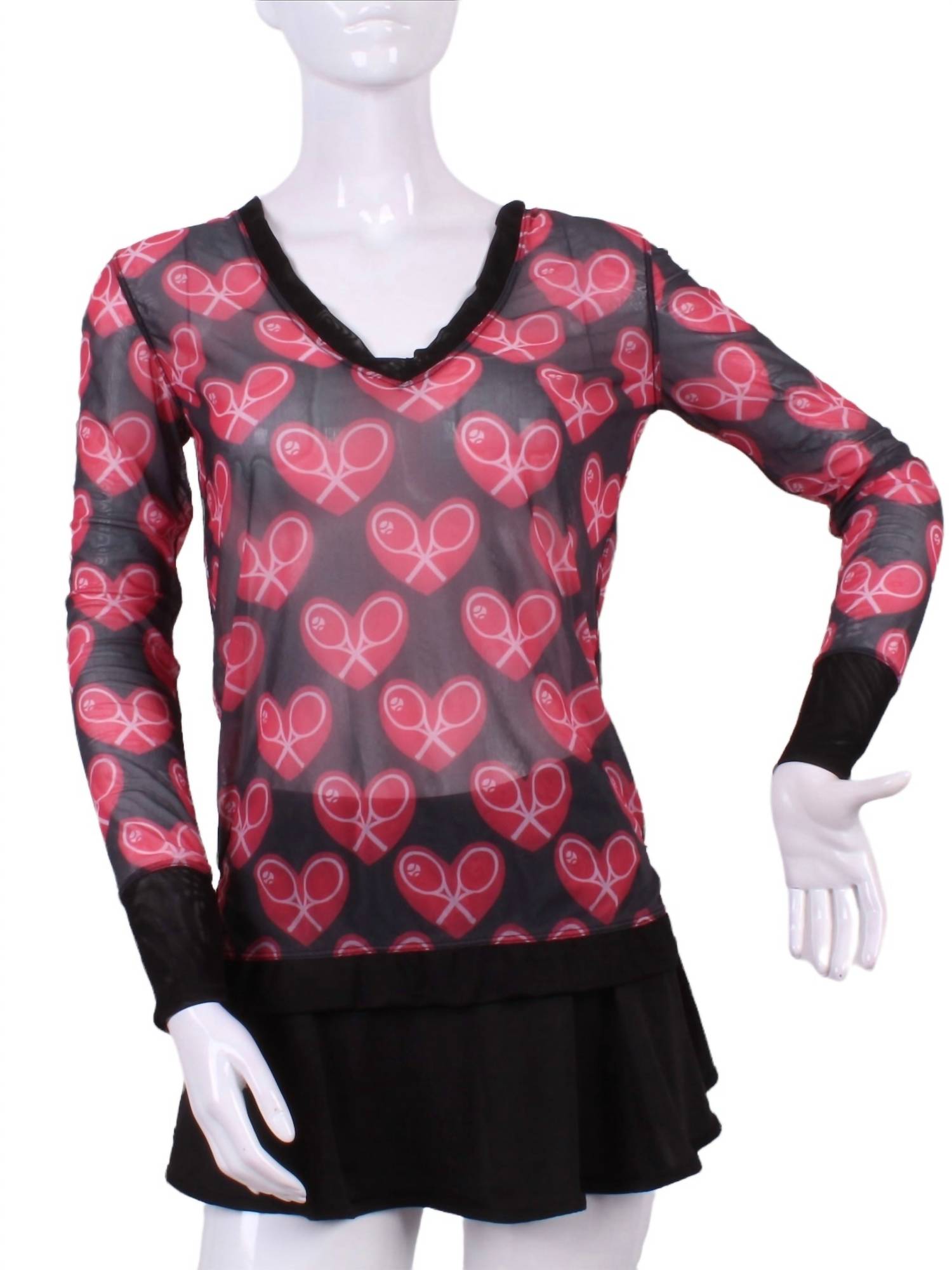 Love Love Tennis - Women's Limited Mid Heart Mesh Very Vee Top